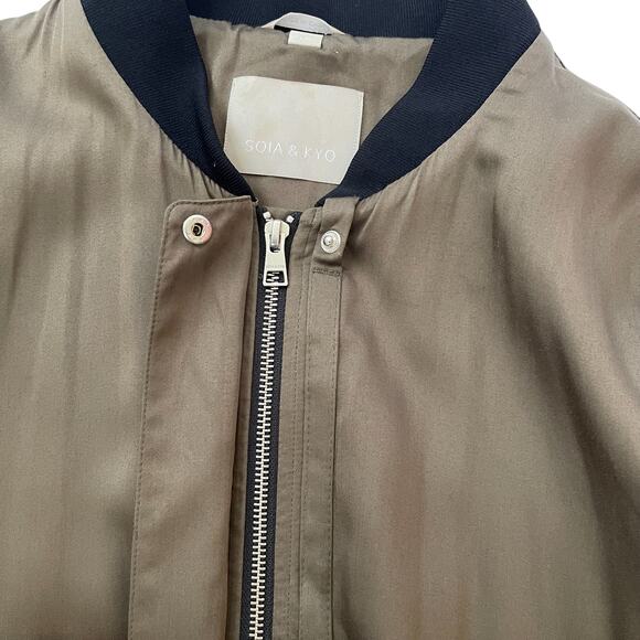 Soia & Kyo Bia Midi Bomber Jacket - Olive Green - Size L - Picture 7 of 10